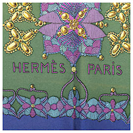 Hermès-Hermès Green Scheherazade Silk Scarf-Green