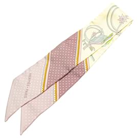 Hermès-Hermès Pink Les Voitures a Transformation Twilly Silk Scarf-Pink