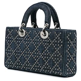 Dior-Dior Blue Medium Denim Cannage Eyelet Lady D Joy-Blue,Navy blue