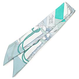 Hermès-Hermès Blue Cliquetis Twilly Silk Scarf-Blue,Other