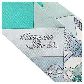 Hermès-Hermès Blue Cliquetis Twilly Silk Scarf-Blue,Other