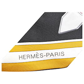 Hermès-Hermès Black Grand Tralala Silk Twilly Scarf-Other