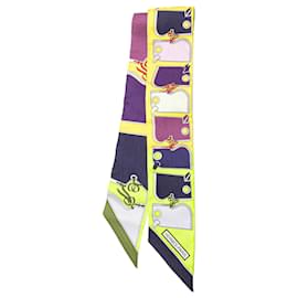 Hermès-Hermès Yellow Camails Silk Twilly Scarf-Yellow