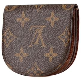 Louis Vuitton-Louis Vuitton Brown Monogram Porte Monnaie Gousset Coin Pouch-Brown