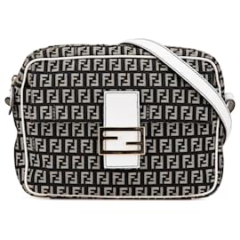Fendi-Fendi Black Zucchino Canvas Crossbody-Black