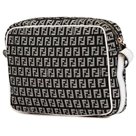 Fendi-Fendi Black Zucchino Canvas Crossbody-Black