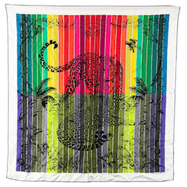Hermès-Hermès Red Jungle Love Rainbow Silk Scarf-Other