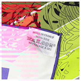 Hermès-Hermès Red Jungle Love Rainbow Silk Scarf-Other