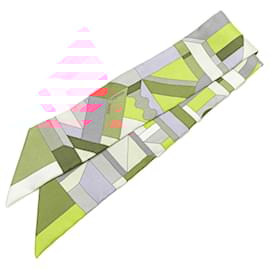 Hermès-Hermès Pink Perspective Cavaliere Silk Twilly Scarf-Pink