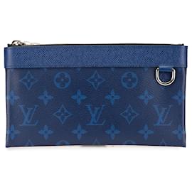 Louis Vuitton-Louis Vuitton Blue Monogram Taigarama Pochette Discovery PM-Blue