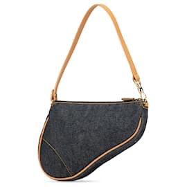 Dior-Dior Blue Mini Denim Saddle Pochette-Blue,Other