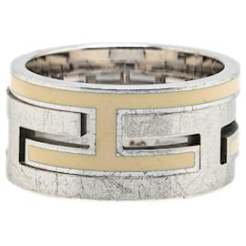 Hermès-Hermès Silver Sterling Silver Enamel Move H Ring-Silvery