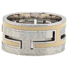 Hermès-Hermès Silver Sterling Silver Enamel Move H Ring-Silvery