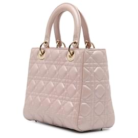 Dior-Dior Pink Medium Pearlescent Lambskin Cannage Lady Dior-Pink