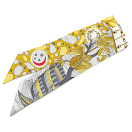 Hermès-Hermès Yellow La Danse Des Amazones Twilly Silk Scarf-Other