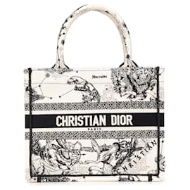 Dior-Dior White Small Canvas Embroidered Zodiac Toile De Jouy Book Tote-White