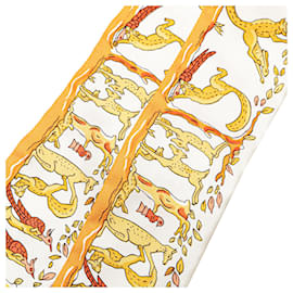 Hermès-Hermès White Alphabet Twilly Silk Scarf-Other