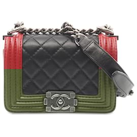 Chanel-Chanel Black Mini Bicolor Quilted Lambskin Boy Flap-Other