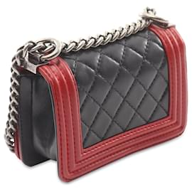 Chanel-Chanel Black Mini Bicolor Quilted Lambskin Boy Flap-Other
