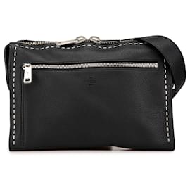 Fendi-Porte-documents convertible en cuir Selleria noir de Fendi-Noir