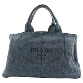 Prada-Prada Canapa Tote L Handbag-Blue