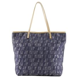 Fendi-Fendi Zucchino Handbag Tote Bag-Navy blue