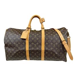Louis Vuitton-Louis Vuitton Keepall 55 Bandouliere Monogram Boston Bag-Brown,Monogram