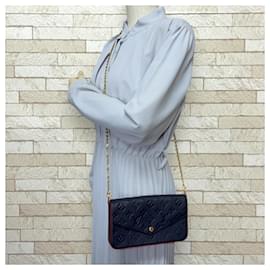 Louis Vuitton-Louis Vuitton Pochette Felicie Monogram Empreinte Shoulder Bag-Navy blue