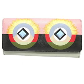 Fendi-Fendi Pink Leather Bi-Fold Long Wallet-Pink