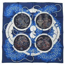 Hermès Bufanda de seda Carré 90 LEGENDE BRODEE de Hermes Azul