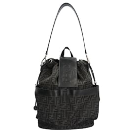 Fendi-Fendi FF Jacquard Strike Medium Backpack-Brown,Black
