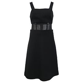 Versus Versace Square Neck Mesh Detail Dress in Black Polyester Black