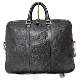 Gucci-Gucci Guccissima Briefcase Dark Brown-Brown