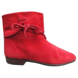 Autre Marque Bottines en daim rouge Rouge