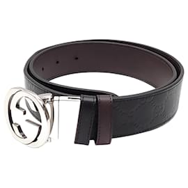 Gucci-Cinto de couro masculino Gucci-Preto