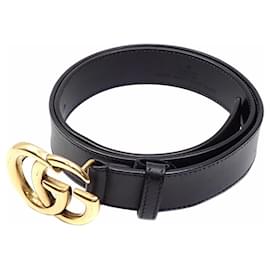 Gucci-Gucci Double G Leather Belt for Men-Black