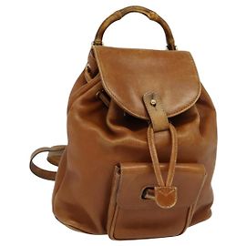 Mochila de couro Gucci Bamboo marrom 003 1956 0030 Auth 113656 Marrom