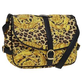 Borsa a spalla Gianni Versace in pelle PVC gialla nera oro Auth bs21999 Nero D'oro Giallo