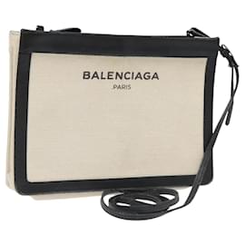 Balenciaga-Sac à épaule BALENCIAGA en toile et cuir blanc et noir 339937 Auth bs21563-Noir,Blanc