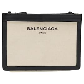 Balenciaga-Sac à épaule BALENCIAGA en toile et cuir blanc et noir 339937 Auth bs21563-Noir,Blanc