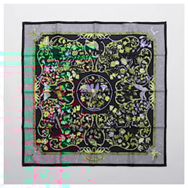 Hermès-Hermès Carré 90 "PIERRES d' ORIENT et d' OCCIDENT" 100% Silk Scarf in Black x Green-Green