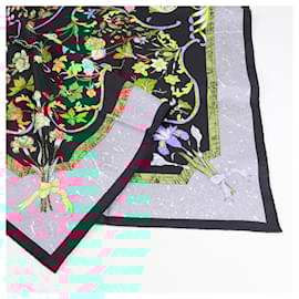 Hermès-Hermès Carré 90 "PIERRES d' ORIENT et d' OCCIDENT" 100% Silk Scarf in Black x Green-Green