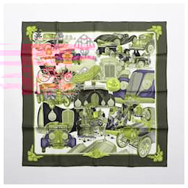 Hermès-Hermès Carré 90 "ST.CHRISTOPHE ET L’ENFANT JESUS" 100% Silk Scarf in Burgundy-Dark red