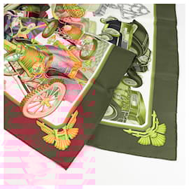 Hermès-Hermès Carré 90 "ST.CHRISTOPHE ET L’ENFANT JESUS" 100% Silk Scarf in Burgundy-Dark red