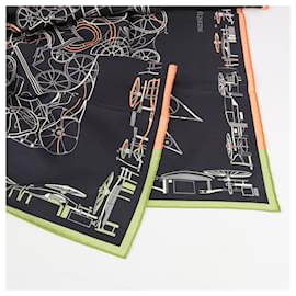 Hermès-Hermès Carré 90 "COMPLICATION EQUESTRE" 100% Silk Scarf in Black-Black