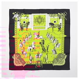 Hermès-Hermès Carré 90 "Real Escuela Andaluza del Arte" 100% Silk Scarf in Black x Yellow-Black