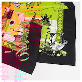Hermès-Hermès Carré 90 "Real Escuela Andaluza del Arte" 100% Silk Scarf in Black x Yellow-Black