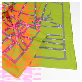 Hermès-Hermès Carré 90 "Bolduc Ribbon" 100% Silk Scarf in Orange-Orange