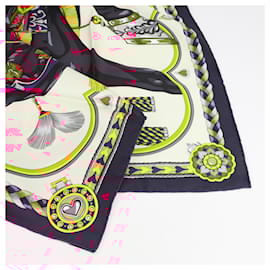 Hermès-Hermès Carré 90 "HARNAIS DE COEUR" 100% Silk Scarf in Black-Black