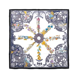 Hermès-Hermès Carré 90 "ARABESQUES" 100% Silk Scarf in Navy Blue-Blue